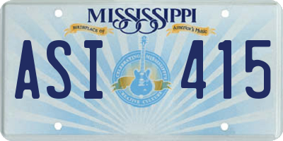 MS license plate ASI415