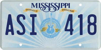 MS license plate ASI418