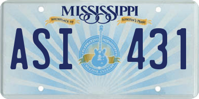 MS license plate ASI431