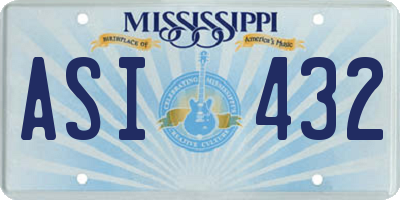 MS license plate ASI432