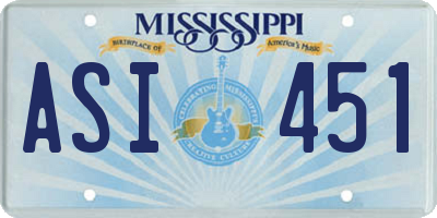 MS license plate ASI451