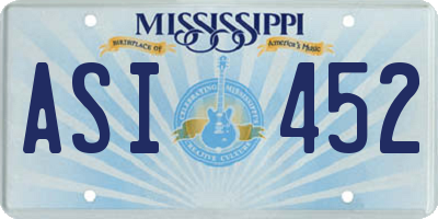MS license plate ASI452