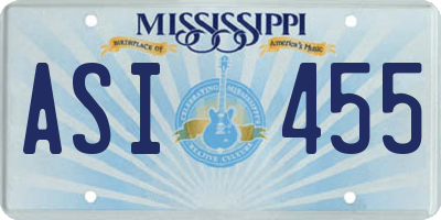 MS license plate ASI455