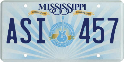 MS license plate ASI457