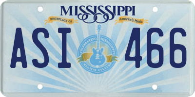 MS license plate ASI466