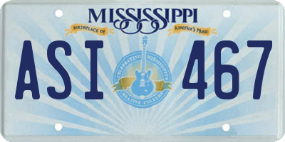MS license plate ASI467