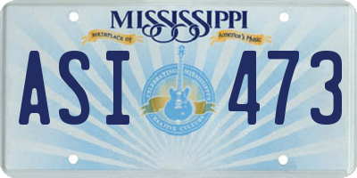 MS license plate ASI473
