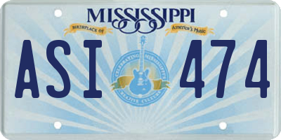 MS license plate ASI474