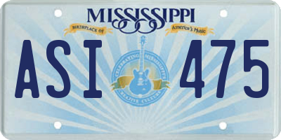 MS license plate ASI475