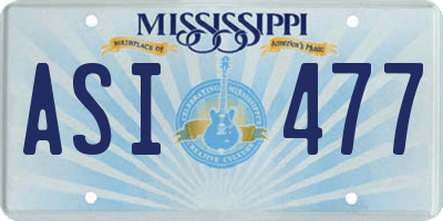 MS license plate ASI477