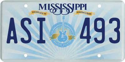 MS license plate ASI493