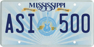 MS license plate ASI500