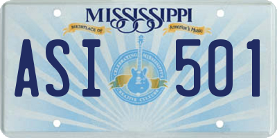 MS license plate ASI501