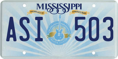MS license plate ASI503