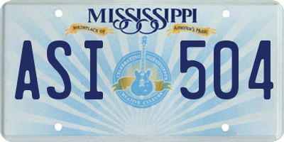 MS license plate ASI504