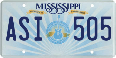 MS license plate ASI505