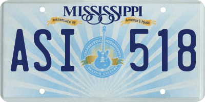 MS license plate ASI518