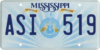 MS license plate ASI519