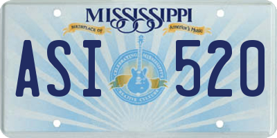 MS license plate ASI520