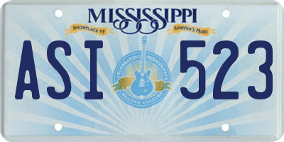 MS license plate ASI523
