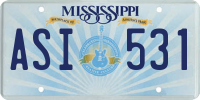 MS license plate ASI531