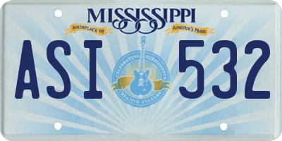 MS license plate ASI532