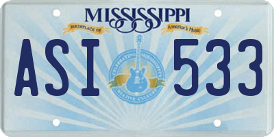 MS license plate ASI533