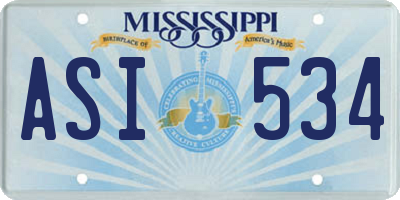 MS license plate ASI534