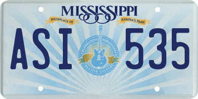 MS license plate ASI535