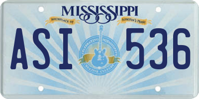 MS license plate ASI536