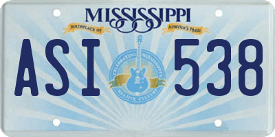 MS license plate ASI538