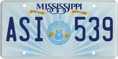 MS license plate ASI539