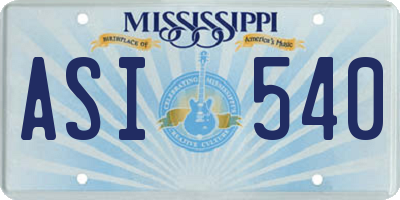 MS license plate ASI540