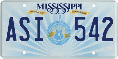 MS license plate ASI542