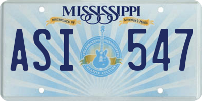 MS license plate ASI547