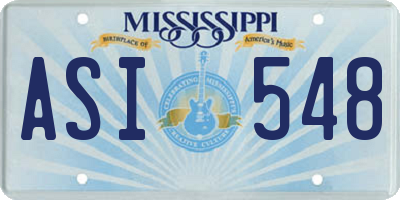 MS license plate ASI548
