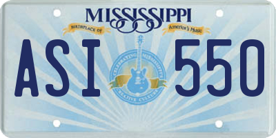 MS license plate ASI550