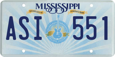 MS license plate ASI551
