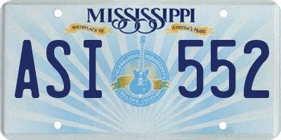 MS license plate ASI552