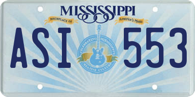 MS license plate ASI553