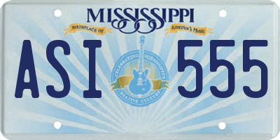 MS license plate ASI555