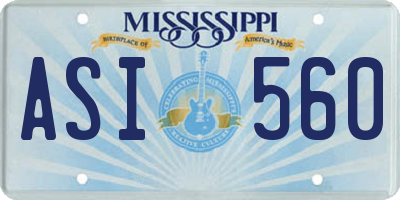 MS license plate ASI560