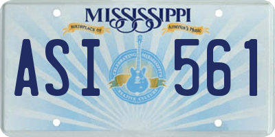 MS license plate ASI561