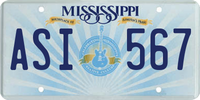 MS license plate ASI567