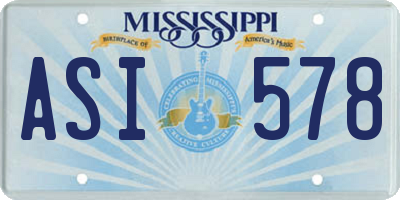 MS license plate ASI578