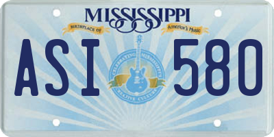 MS license plate ASI580