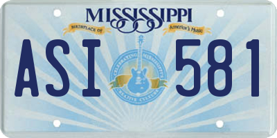 MS license plate ASI581