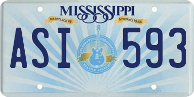 MS license plate ASI593