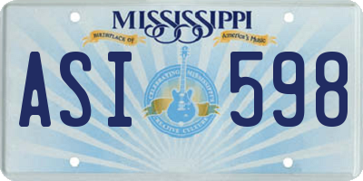 MS license plate ASI598