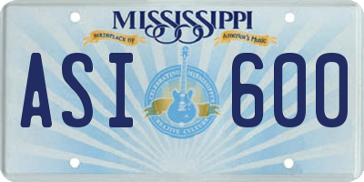MS license plate ASI600